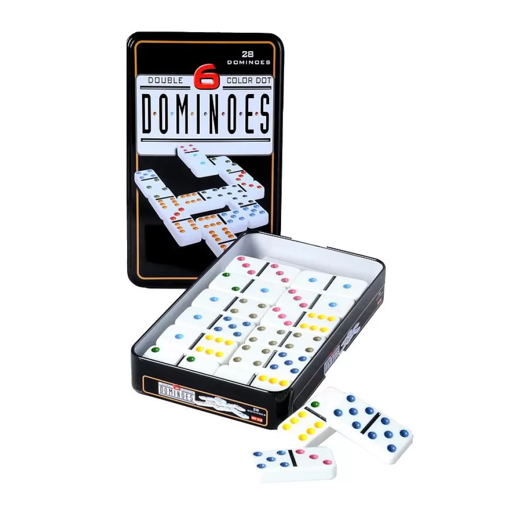 Longfield Games Domino Double 6 Colour Tinbox | Klassiska